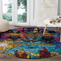 Epiphany Three Kings Day Round Carpet Stained Glass Window Style - Wonder Print Shop
