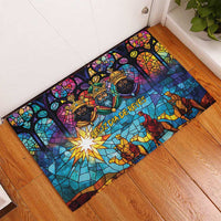 Epiphany Three Kings Day Rubber Doormat Stained Glass Window Style - Wonder Print Shop