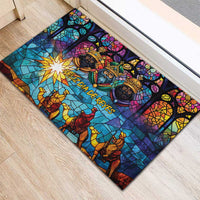 Epiphany Three Kings Day Rubber Doormat Stained Glass Window Style - Wonder Print Shop