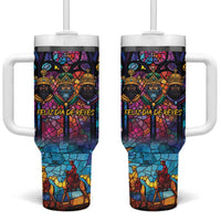 Epiphany Three Kings Day Tumbler With Handle Stained Glass Window Style - Wonder Print Shop
