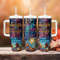 Epiphany Three Kings Day Tumbler With Handle Stained Glass Window Style - Wonder Print Shop