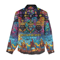 Epiphany Three Kings Day Women Casual Shirt Stained Glass Window Style - Wonder Print Shop