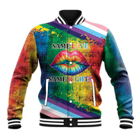 Beautiful Rainbow Lips Kiss Baseball Jacket LGBTQ Same Love Same Rights