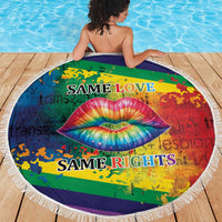 Beautiful Rainbow Lips Kiss Beach Blanket LGBTQ Same Love Same Rights