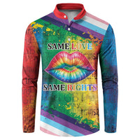 Beautiful Rainbow Lips Kiss Button Sweatshirt LGBTQ Same Love Same Rights