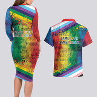 Beautiful Rainbow Lips Kiss Couples Matching Long Sleeve Bodycon Dress and Hawaiian Shirt LGBTQ Same Love Same Rights