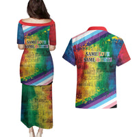 Beautiful Rainbow Lips Kiss Couples Matching Puletasi and Hawaiian Shirt LGBTQ Same Love Same Rights