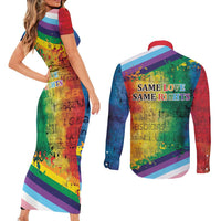 Beautiful Rainbow Lips Kiss Couples Matching Short Sleeve Bodycon Dress and Long Sleeve Button Shirt LGBTQ Same Love Same Rights