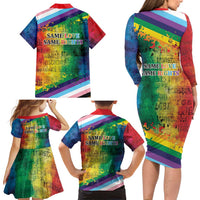 Beautiful Rainbow Lips Kiss Family Matching Long Sleeve Bodycon Dress and Hawaiian Shirt LGBTQ Same Love Same Rights