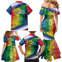 Beautiful Rainbow Lips Kiss Family Matching Mermaid Dress and Hawaiian Shirt LGBTQ Same Love Same Rights