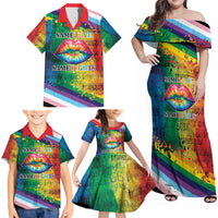 Beautiful Rainbow Lips Kiss Family Matching Off Shoulder Maxi Dress and Hawaiian Shirt LGBTQ Same Love Same Rights LT9 - Wonder Print Shop