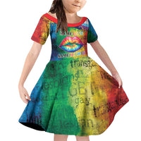 Beautiful Rainbow Lips Kiss Family Matching Off Shoulder Short Dress and Hawaiian Shirt LGBTQ Same Love Same Rights LT9 - Wonder Print Shop