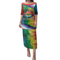 Beautiful Rainbow Lips Kiss Family Matching Puletasi and Hawaiian Shirt LGBTQ Same Love Same Rights