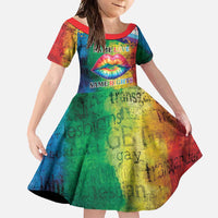 Beautiful Rainbow Lips Kiss Family Matching Short Sleeve Bodycon Dress and Hawaiian Shirt LGBTQ Same Love Same Rights - Wonder Print Shop