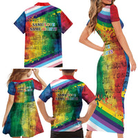 Beautiful Rainbow Lips Kiss Family Matching Short Sleeve Bodycon Dress and Hawaiian Shirt LGBTQ Same Love Same Rights - Wonder Print Shop