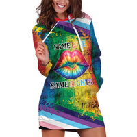 Beautiful Rainbow Lips Kiss Hoodie Dress LGBTQ Same Love Same Rights - Wonder Print Shop