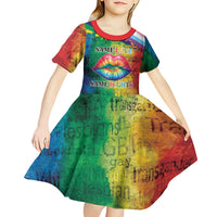 Beautiful Rainbow Lips Kiss Kid Short Sleeve Dress LGBTQ Same Love Same Rights - Wonder Print Shop