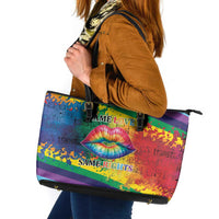 Beautiful Rainbow Lips Kiss Leather Tote Bag LGBTQ Same Love Same Rights