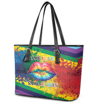 Beautiful Rainbow Lips Kiss Leather Tote Bag LGBTQ Same Love Same Rights