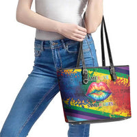 Beautiful Rainbow Lips Kiss Leather Tote Bag LGBTQ Same Love Same Rights