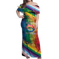 Beautiful Rainbow Lips Kiss Off Shoulder Maxi Dress LGBTQ Same Love Same Rights - Wonder Print Shop