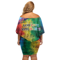 Beautiful Rainbow Lips Kiss Off Shoulder Short Dress LGBTQ Same Love Same Rights - Wonder Print Shop