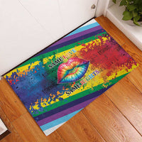 Beautiful Rainbow Lips Kiss Rubber Doormat LGBTQ Same Love Same Rights - Wonder Print Shop