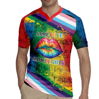 Beautiful Rainbow Lips Kiss Rugby Jersey LGBTQ Same Love Same Rights - Wonder Print Shop
