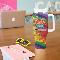 Beautiful Rainbow Lips Kiss Tumbler With Handle LGBTQ Same Love Same Rights - Wonder Print Shop