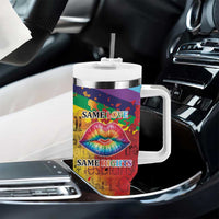 Beautiful Rainbow Lips Kiss Tumbler With Handle LGBTQ Same Love Same Rights - Wonder Print Shop