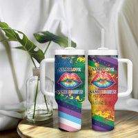 Beautiful Rainbow Lips Kiss Tumbler With Handle LGBTQ Same Love Same Rights - Wonder Print Shop