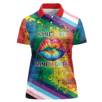 Beautiful Rainbow Lips Kiss Women Polo Shirt LGBTQ Same Love Same Rights - Wonder Print Shop