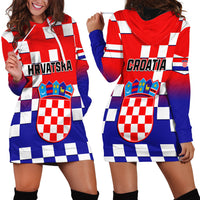 Croatia Hoodie Dress Hrvatska Checkerboard Gradient Style - Wonder Print Shop
