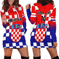 Personalised Croatia Hoodie Dress Hrvatska Checkerboard Gradient Style - Wonder Print Shop