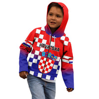 Personalised Croatia Kid Hoodie Hrvatska Checkerboard Gradient Style - Wonder Print Shop