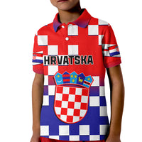 Personalised Croatia Kid Polo Shirt Hrvatska Checkerboard Gradient Style - Wonder Print Shop
