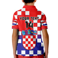 Personalised Croatia Kid Polo Shirt Hrvatska Checkerboard Gradient Style - Wonder Print Shop