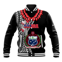 Polynesian Pride Samoa Baseball Jacket Ula Fala Mix Samoan Tribal Black Version - Wonder Print Shop
