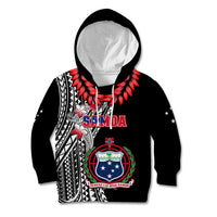 Polynesian Pride Samoa Kid Hoodie Ula Fala Mix Samoan Tribal Black Version - Wonder Print Shop
