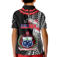 Polynesian Pride Samoa Kid Polo Shirt Ula Fala Mix Samoan Tribal Black Version - Wonder Print Shop