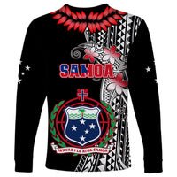Polynesian Pride Samoa Long Sleeve Shirt Ula Fala Mix Samoan Tribal Black Version - Wonder Print Shop