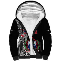 Polynesian Pride Samoa Sherpa Hoodie Ula Fala Mix Samoan Tribal Black Version - Wonder Print Shop