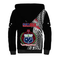 Polynesian Pride Samoa Sherpa Hoodie Ula Fala Mix Samoan Tribal Black Version - Wonder Print Shop
