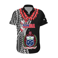 Personalised Samoa Hawaiian Shirt Ula Fala Mix Samoan Tribal Black Version - Wonder Print Shop