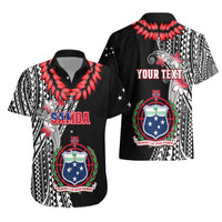 Personalised Samoa Hawaiian Shirt Ula Fala Mix Samoan Tribal Black Version - Wonder Print Shop