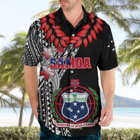 Personalised Samoa Hawaiian Shirt Ula Fala Mix Samoan Tribal Black Version - Wonder Print Shop