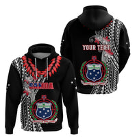 Personalised Samoa Hoodie Ula Fala Mix Samoan Tribal Black Version - Wonder Print Shop