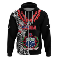 Personalised Samoa Hoodie Ula Fala Mix Samoan Tribal Black Version - Wonder Print Shop