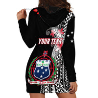 Personalised Samoa Hoodie Dress Ula Fala Mix Samoan Tribal Black Version - Wonder Print Shop