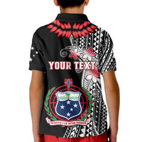 Personalised Samoa Kid Polo Shirt Ula Fala Mix Samoan Tribal Black Version - Wonder Print Shop